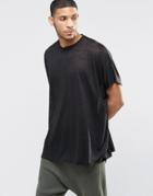 Asos Extreme Oversized T-shirt In Linen Look Black - Black