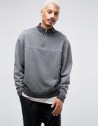 Asos Oversized Sweatshirt With Half Zip & Collar - Gray
