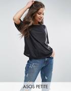 Asos Petite T-shirt In Linen Mix Fabric - Black