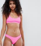 River Island Shirred Cami Bikini Top - Pink