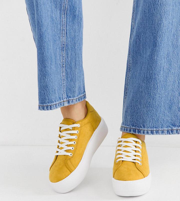 Truffle Collection Wide Fit Flatform Sneakers - Yellow