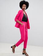 Oasis Tapered Trousers With Tie Waist In Bright Pink - Pink