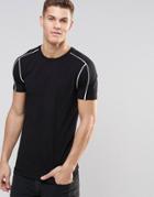Asos Longline Muscle T-shirt With Piping In Black - Black