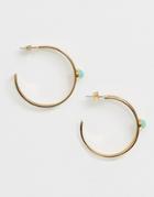 Pieces Senora Turquoise Stone Hoop Earrings - Gold