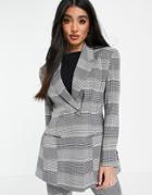 Asos Design Premium Moulded Hip Suit Blazer In Check-multi