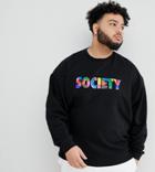 Asos Design Plus Oversized Sweatshirt With Society Print - Black