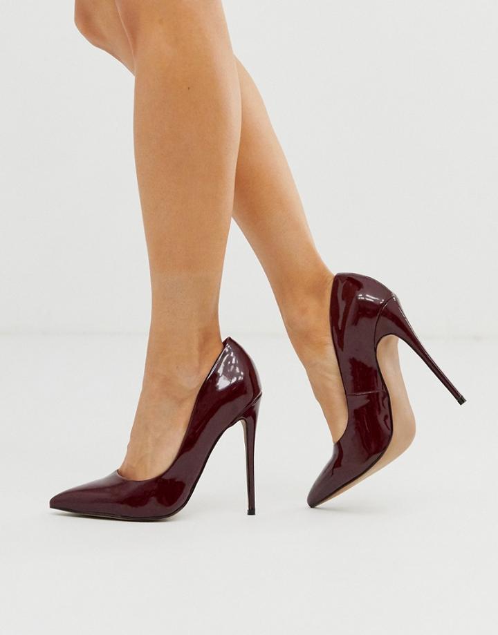 Asos Design Penelope Stiletto Pumps In Oxblood-red