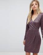 French Connection Jacquard Detail Wrap Dress-pink