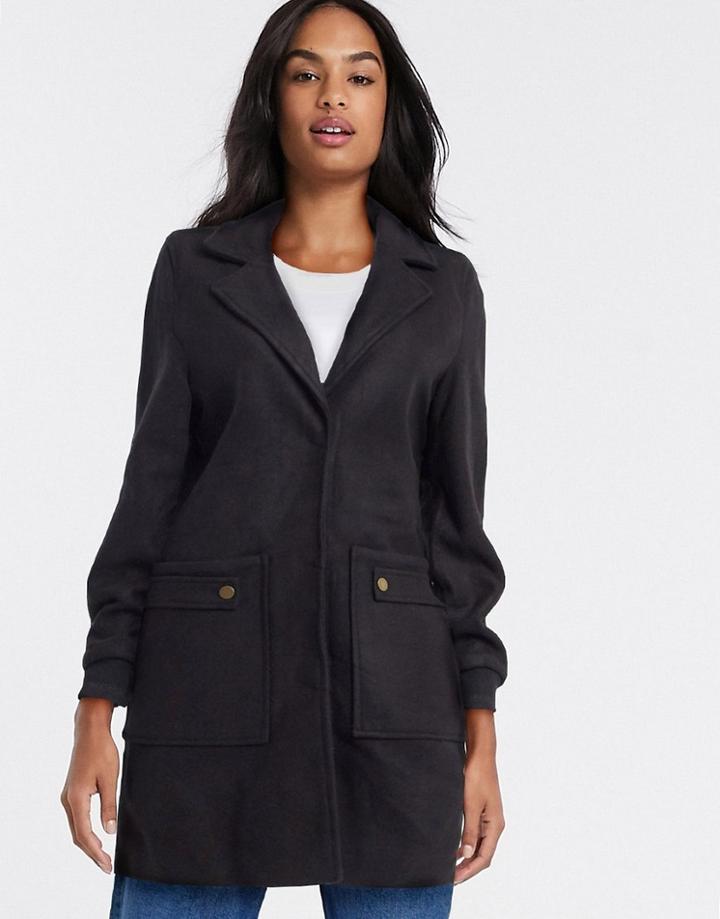 Vero Moda Pocket Detail Coat In Black