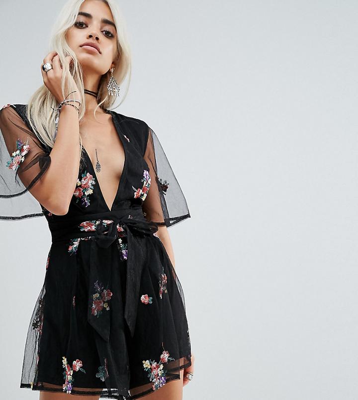 Sisters Of The Tribe Embroidered Romper - Black