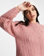Asos Design Sweater In Mixed Ribbed Stitch In Pink
