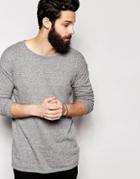 Asos Longline Sweater With Scoop Neck - Light Gray Twist