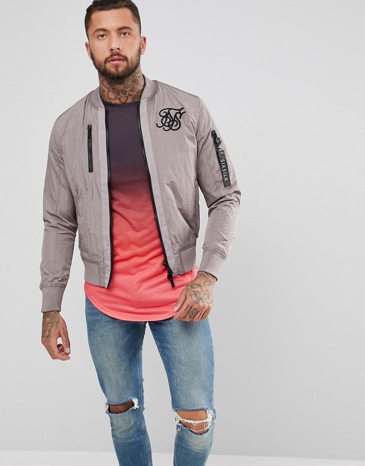 Siksilk Bomber Jacket In Stone - Stone