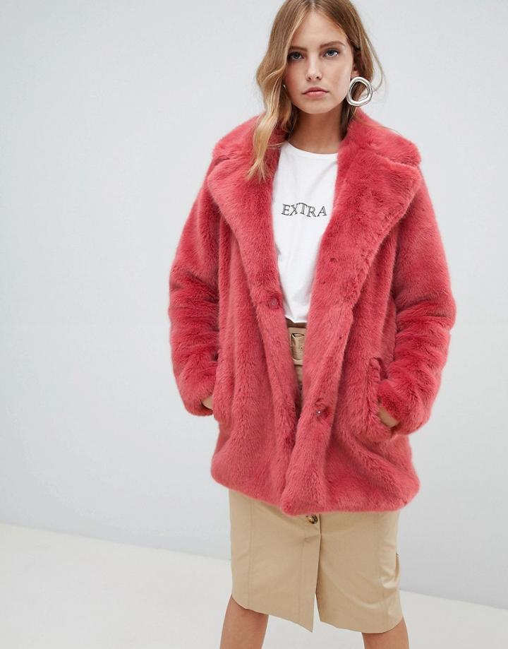 Only Faux Fur Coat - Pink