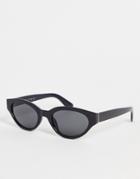 Aj Morgan Slim Vintage Cat Eye Sunglasses In Black