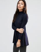 Ax Paris Turtleneck Knitted Swing Top - Navy