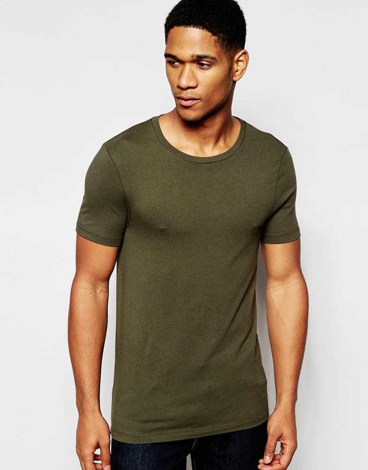 Asos Extreme Muscle T-shirt With Crew Neck And Stretch - Forest Night