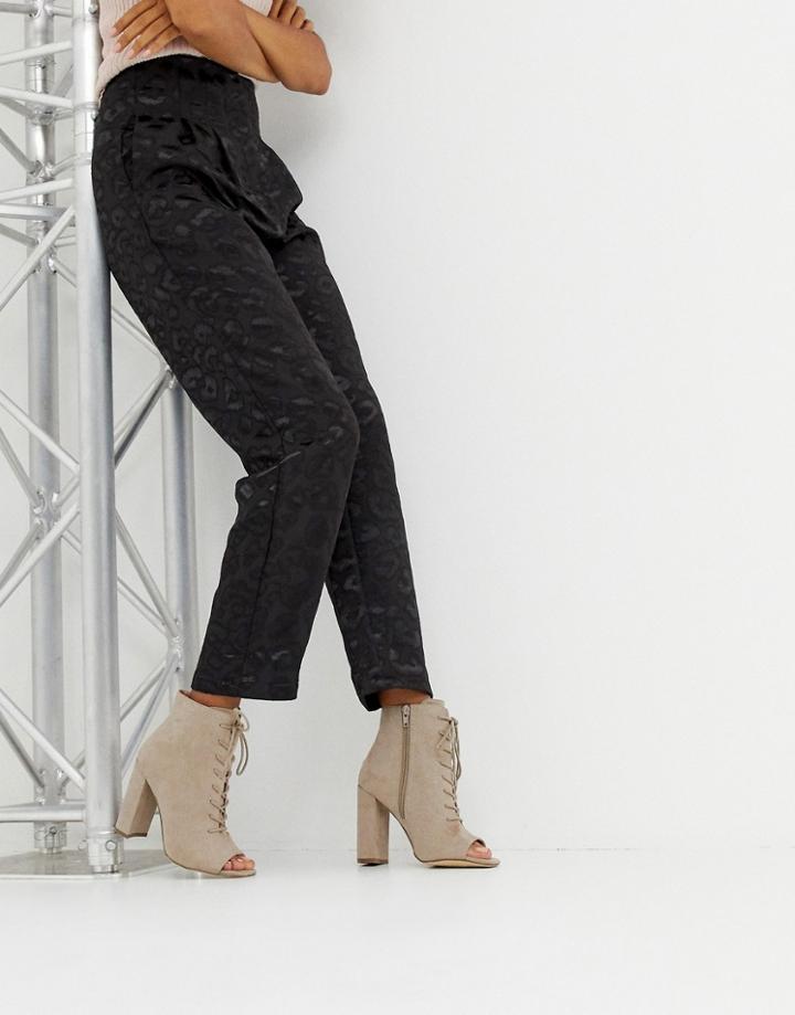 New Look Lace Up Block Heeled Sandal - Brown