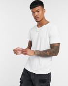 Pull & Bear V-neck T-shirt In White