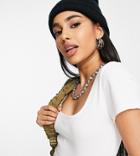 Topshop Petite Square Neck Rib Tee In White