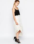 Navy London Sheer And Lace Maxi Skirt - Cream