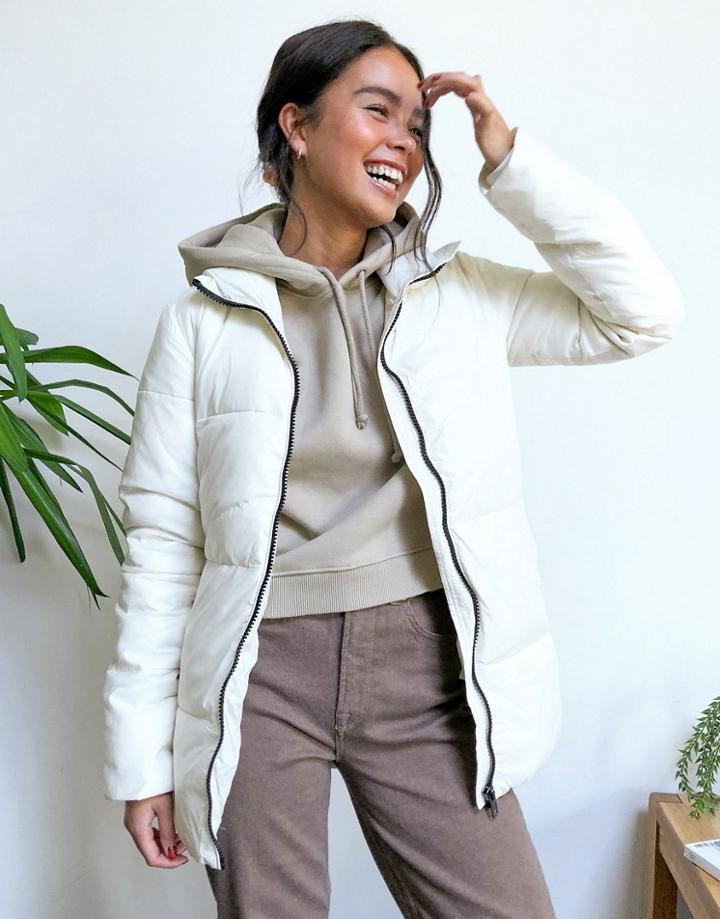 Gianni Feraud Funnel Neck Puffer In Cream-black