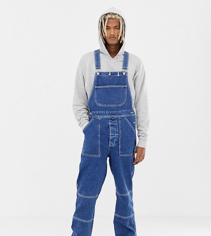 Collusion Mid Wash Overalls-blue