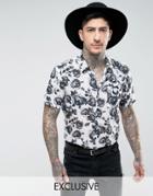 Reclaimed Vintage Inspired Shirt With Rose Print Reg Fit - White