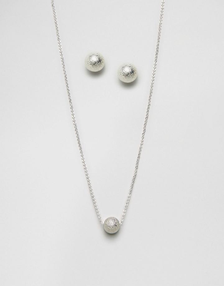 Johnny Loves Rosie Shimmer Ball Necklace And Earring Set - Silver