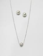 Johnny Loves Rosie Shimmer Ball Necklace And Earring Set - Silver