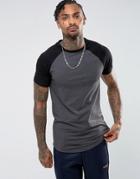 Asos Muscle Fit T-shirt With Contrast Raglan - Gray