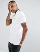 Pretty Green Short Sleeve Pique Tipped Polo Shirt In White - White