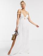 Asos Design Braid Maxi Beach Dress In Textured White