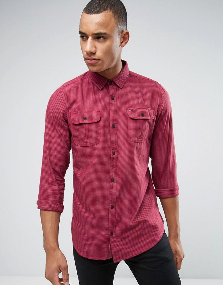 Tommy Hilfiger Denim Overdyed Gingham Checked Shirt - Red