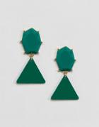 Asos Green Color Pop Geo Jewel Earrings - Green