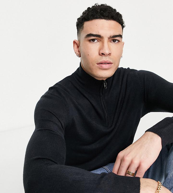 French Connection Tall Soft Touch Half Zip Sweater In Navy