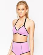 Asos Fuller Bust Mix And Match Contrast Hidden Underwire Bikini Top Dd-g - Rododendro Purple