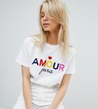 Miss Selfridge Slogan Amour T-shirt - Multi