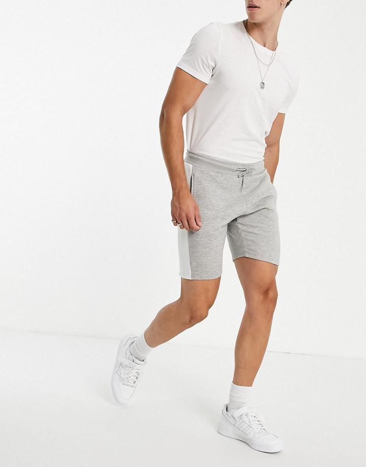 Le Breve Panel Jersey Shorts In Light Gray-grey