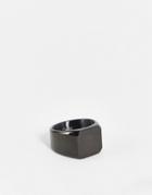 Icon Brand Stainless Steel Rectangle Signet Ring In Black