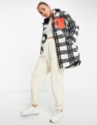 Calvin Klein Jeans Sherpa Front Zip Jacket In Check Print-red