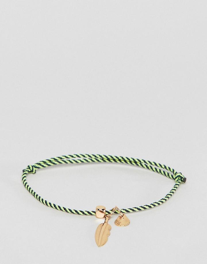 Asos Design Woven Charm Bracelet - Multi