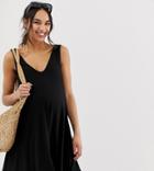 Asos Design Maternity Ultimate Swing Dress With Concealed Pockets-black