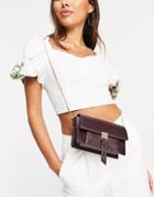 Reiss Aubrey Croc Cross Body Bag In Burgundy-red