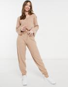 Asos Design Knitted Sweatpants Set With Tie Waist Detail In Brown