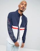 Fila Black Shell Suit Jacket With Sleeve Print - Navy