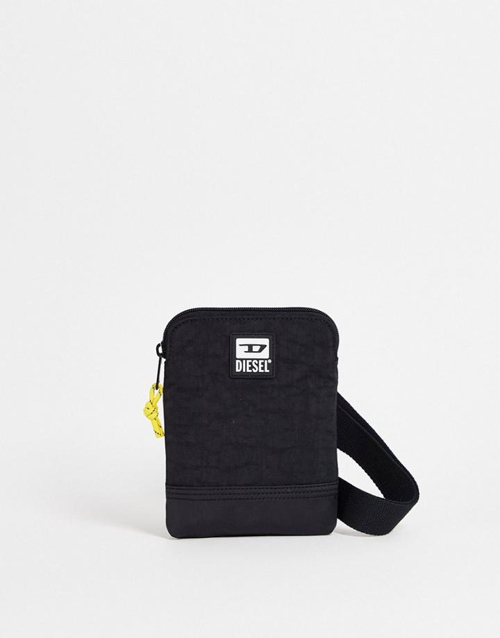 Diesel Badge Logo Cross Body Bag In Black