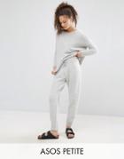 Asos Petite Lounge Co Ord Knitted Joggers In Fluffy Yarn - Gray