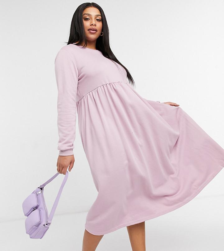 Urban Threads Curve Long Sweater Smock Dress In Pink
