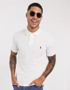 Polo Ralph Lauren Player Logo Slim Fit Pique Polo In Cream-white